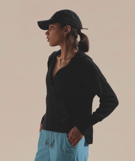 Women's Gymshark Pause Knitwear Hoodie Black | NZ 3LVFYH